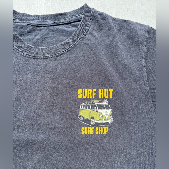Men's Surf Hut T-Shirt Black Spell-Out NO SIZE Imperial Beach SD Shred Ocean Wax - Picture 3 of 11